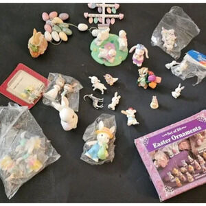 Large Lot Easter Bunnies Rabbits Animals Minis Dollhouse Size Variety Some New